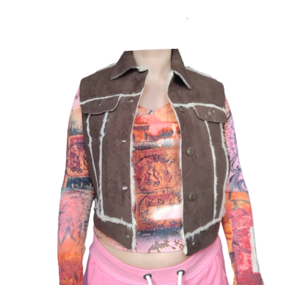 Vintage Just Cavalli vest faux fur brown colour size XS/S New condition